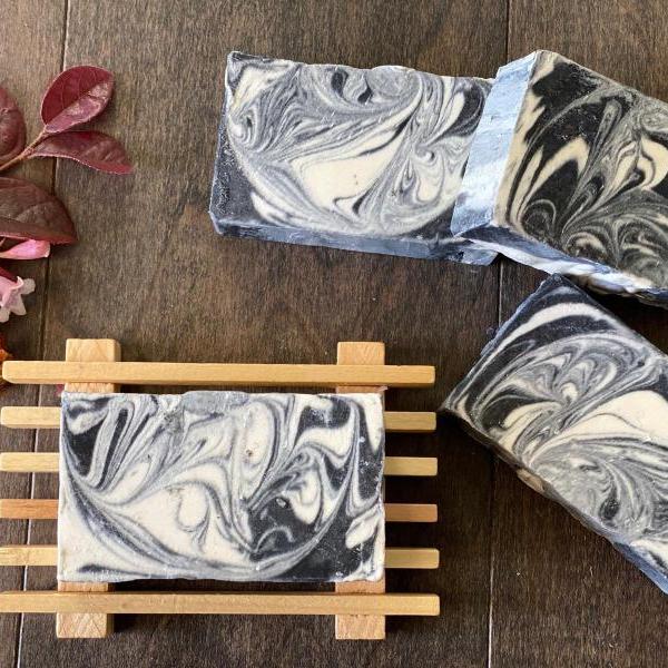 Natural Handmade Soap, Black and White - Swirl Soap Bar, Artisan Soap 